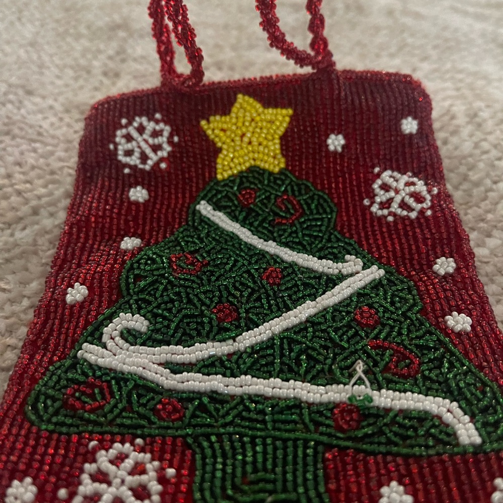 Festive Beaded Christmas Tree Bag